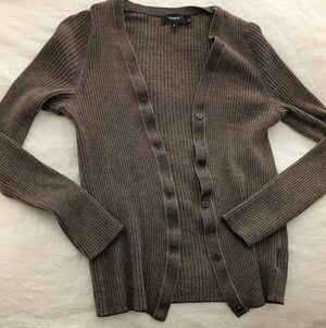 Theory Brown Button-Up Cardigan